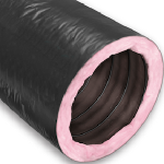 KP Insulated Flex Duct, 6"x25' Blk Vinyl R8 Bag